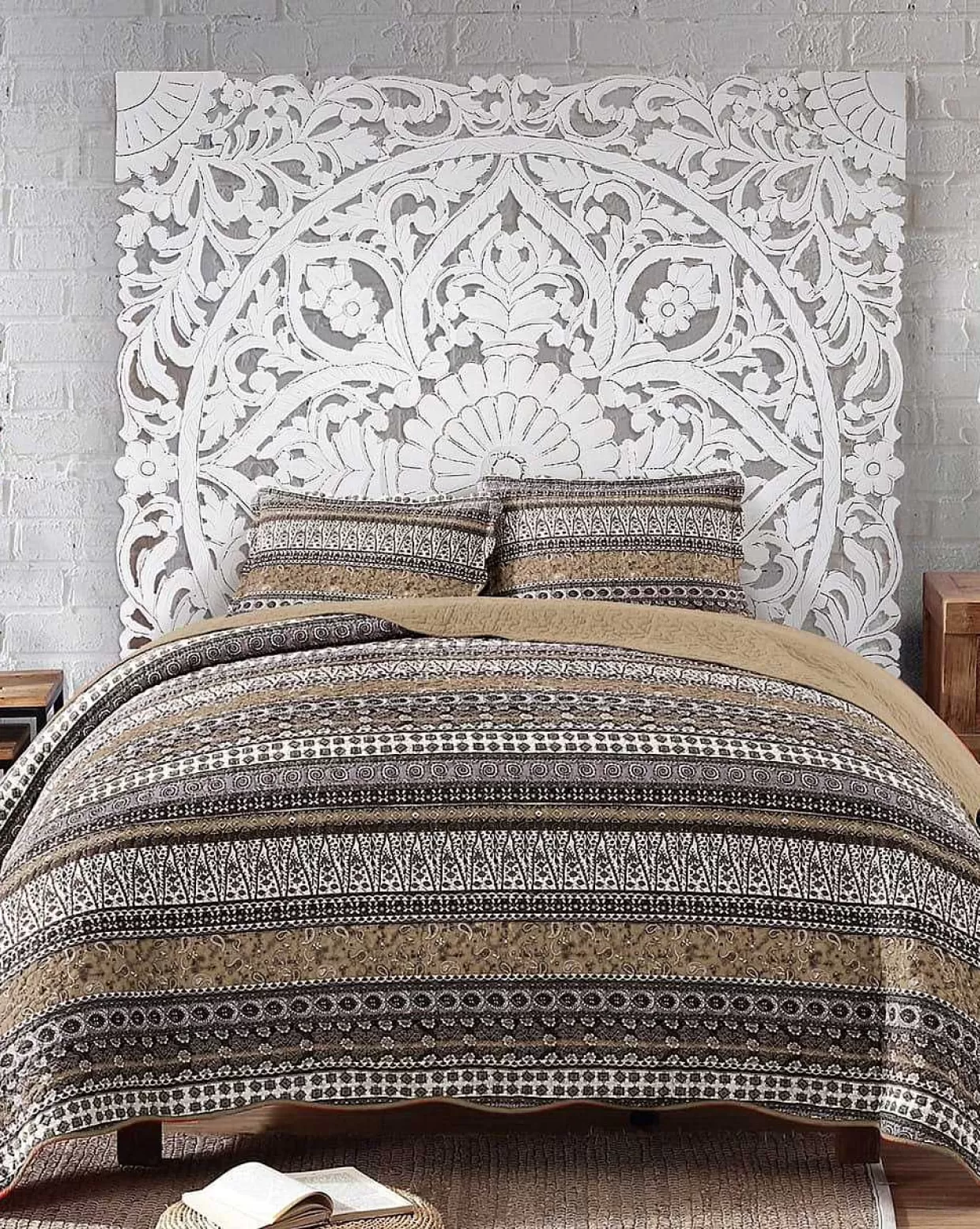 Bett-Kopfteil Mangoholz Antikweiss 120>mutoni inspiration Sale
