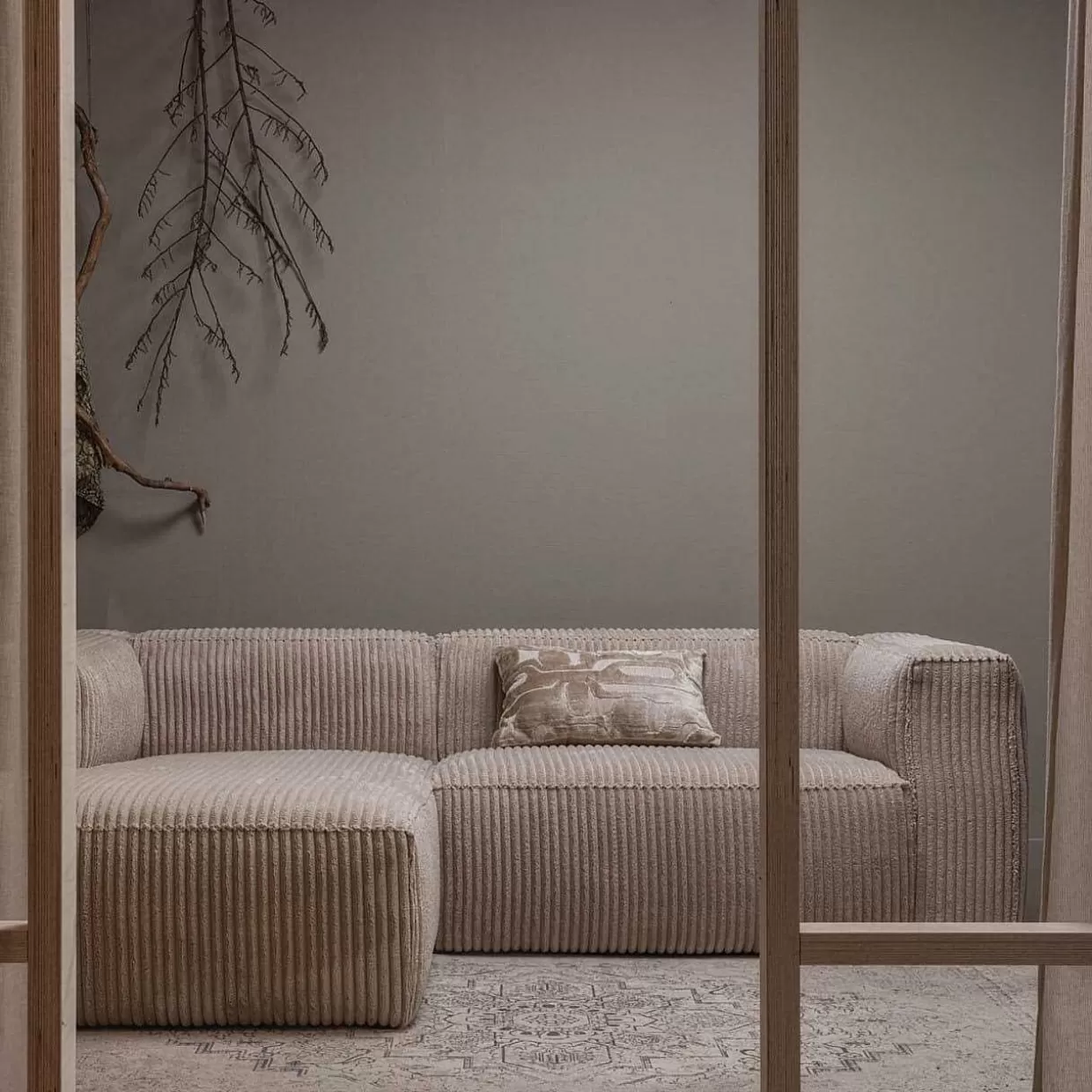 Ecksofa Bean Links Hefty Ribcord Travertin 254X178>mutoni living Clearance
