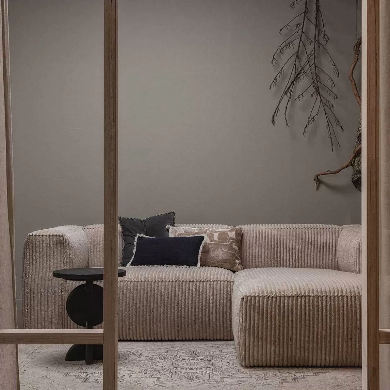 Ecksofa Bean Rechts Hefty Ribcord Travertin 254X178>mutoni living Hot