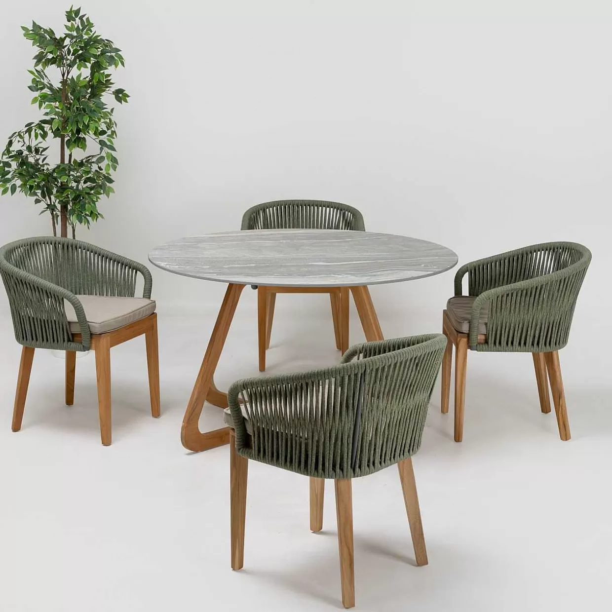 Garten Esstisch Corinto Rund Teak Keramik 110>mutoni ethnic Shop