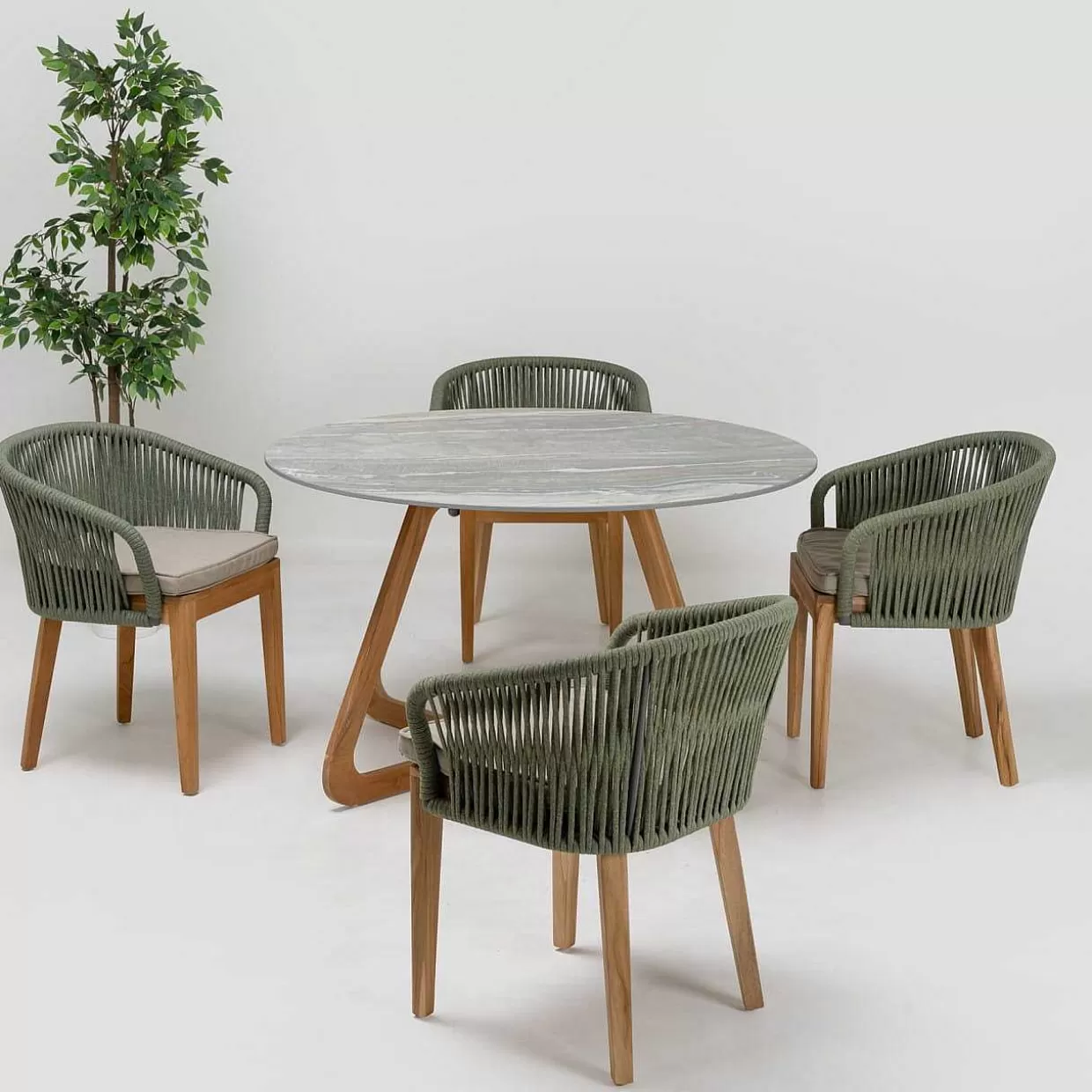 Garten Esstisch Corinto Rund Teak Keramik 130>mutoni ethnic Online