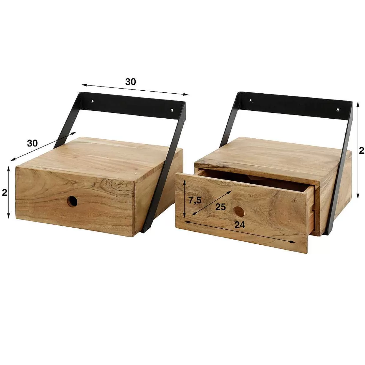 Nachttisch Strip Akazie Natur (2Er-Set)>mutoni industrial Fashion