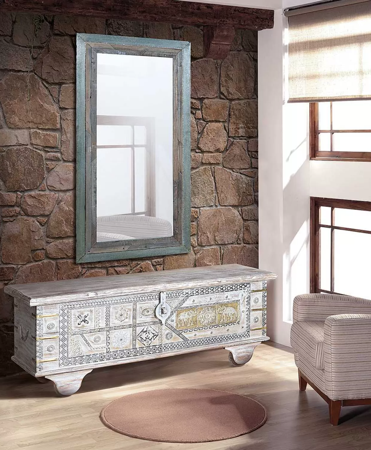 Truhe Cottage Mango Vintage Weiss 116X40>mutoni inspiration Outlet